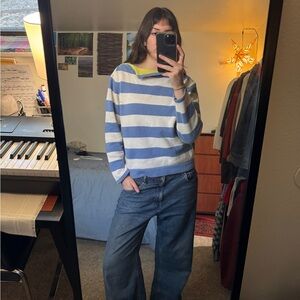 Liz Claiborne Blue and White Striped Sweater